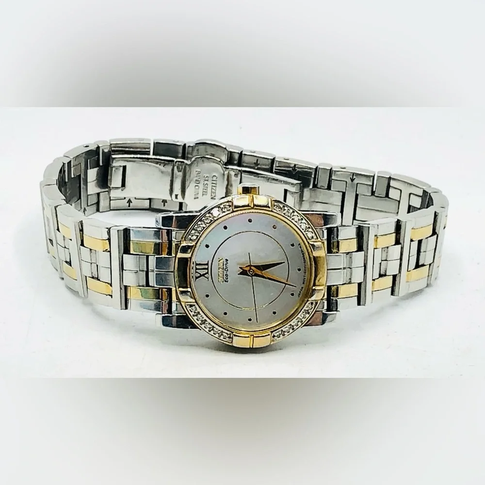 Citizen Eco-Drive Ladies Watch Two-Tone Diamond Accent MOP Dial